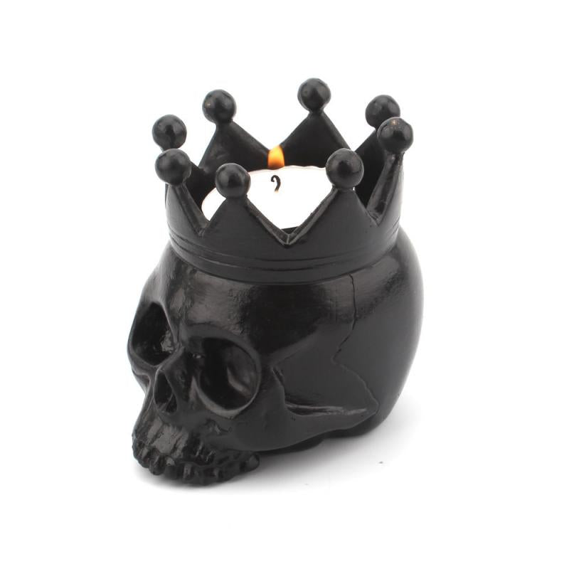 Halloween Skeleton Candle Holder Resin Statue Tabletop Candlestick