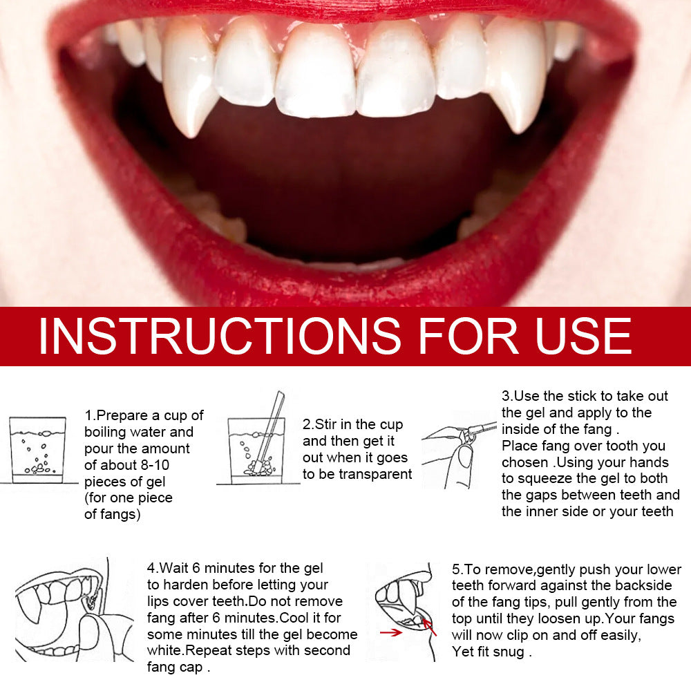 Vampire Teeth Cosplay Realistic Vampire Fangs Halloween Props 