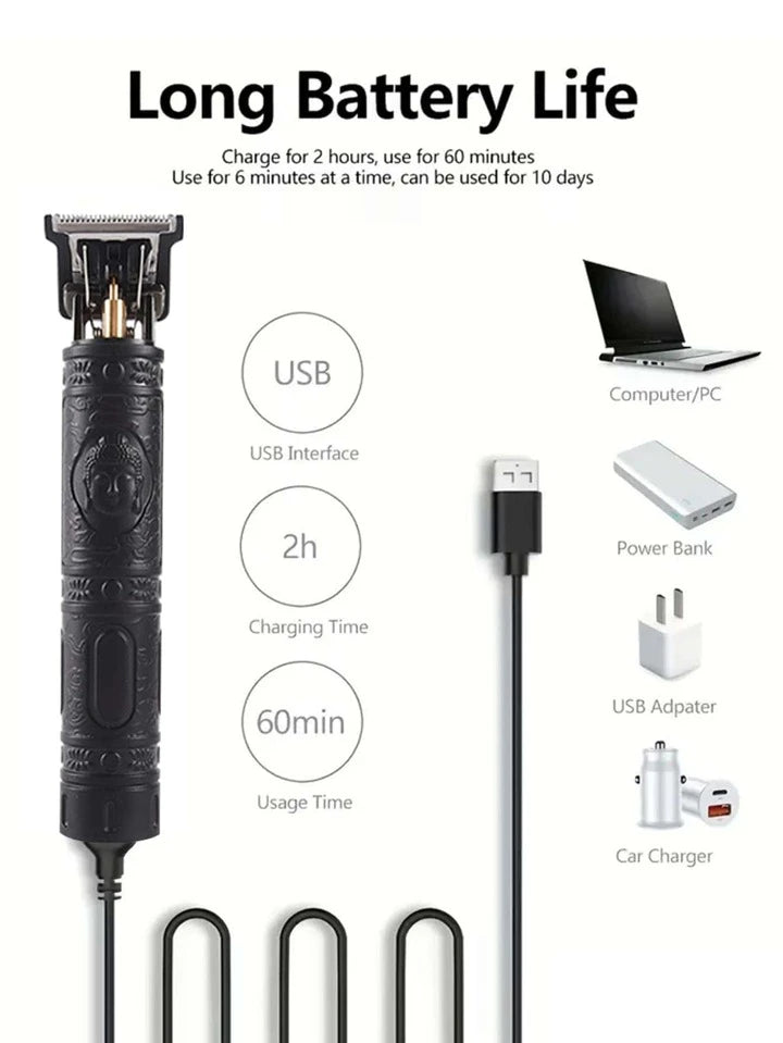 Black Cordless Hair Trimmer - Budha