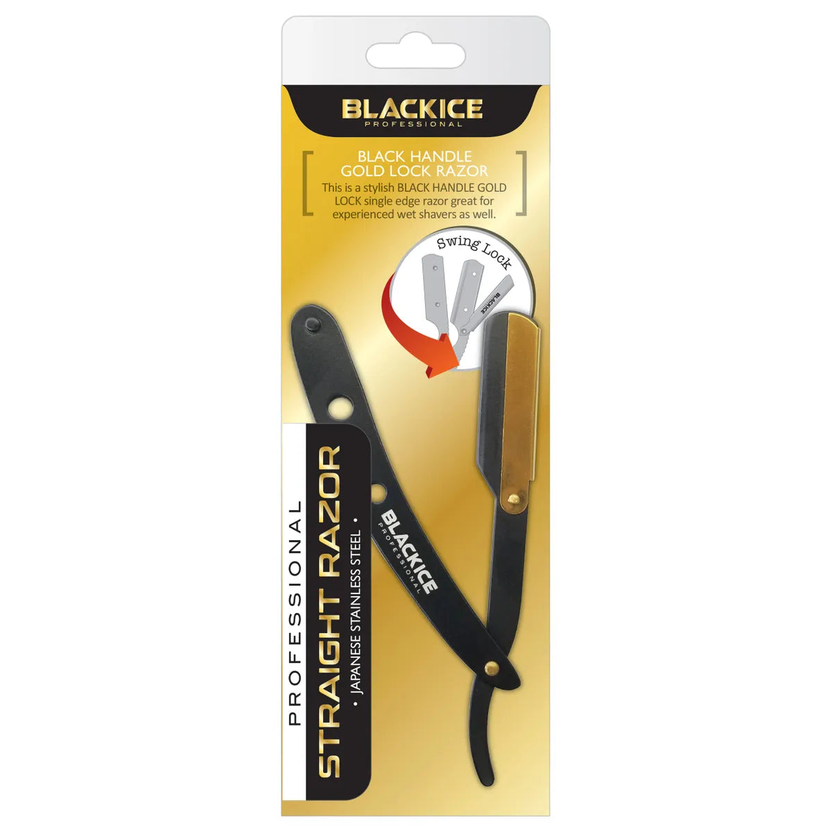 Black Ice Professional Black / Gold Straight Razor