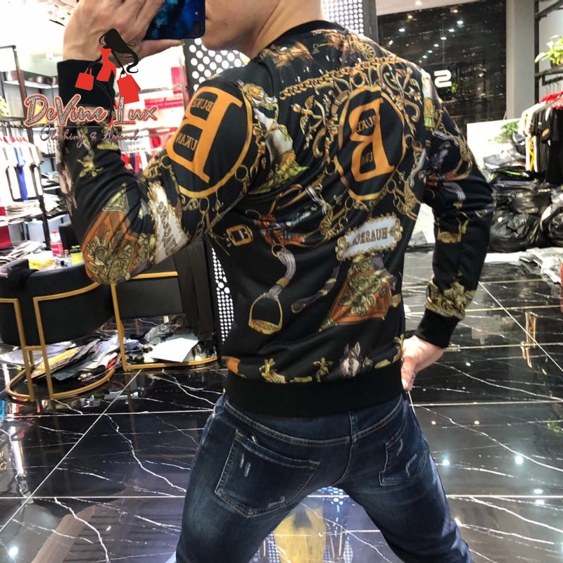 Devine Lux Homme Luxury Print Rhinestones Sweatshirt