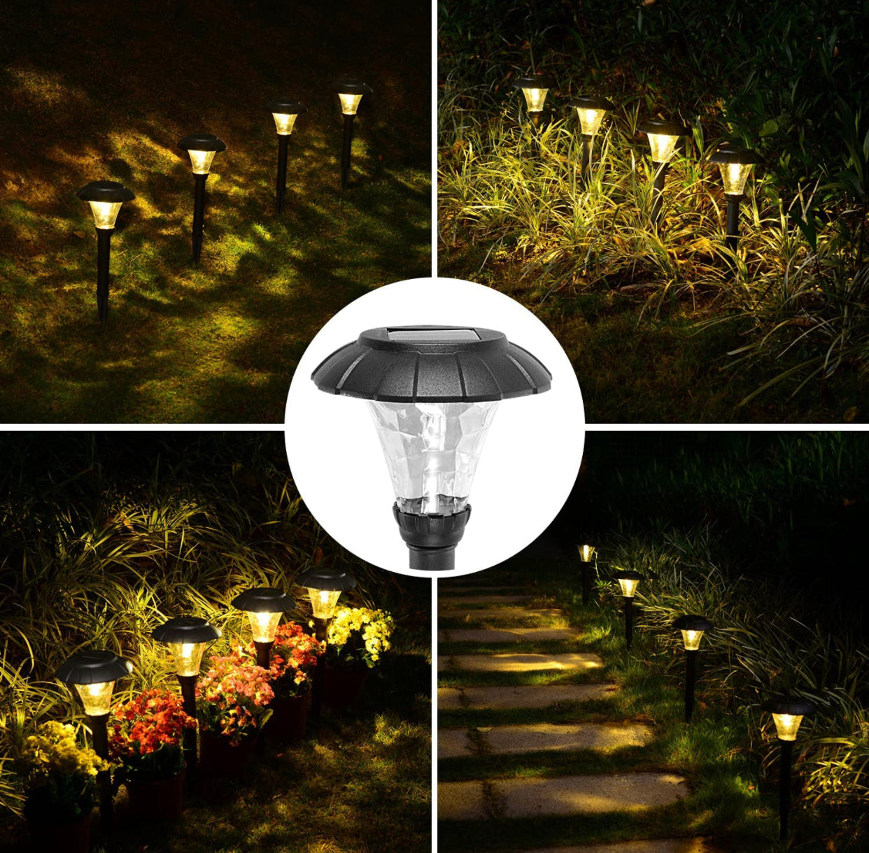 SmartYard Solar Lights Outdoor Garden ,12 Packs LED Solar Pathway Light Ground Landscape Lighting (Warm White)