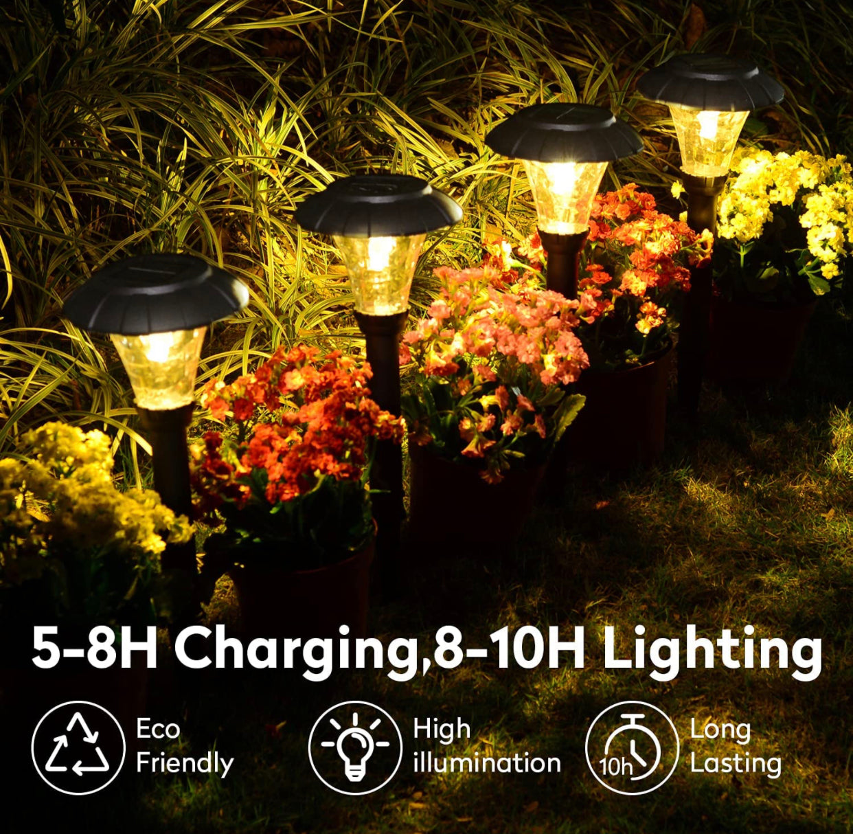 SmartYard Solar Lights Outdoor Garden ,12 Packs LED Solar Pathway Light Ground Landscape Lighting (Warm White)