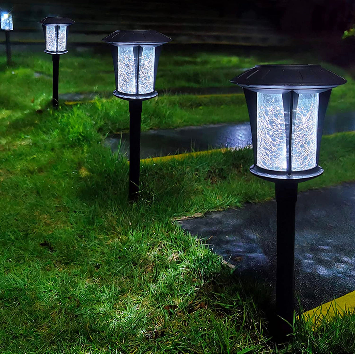 LANSGARINE Solar LED lights Outdoor Garden Stakes(Glass) Waterproof  (12-Pack)
