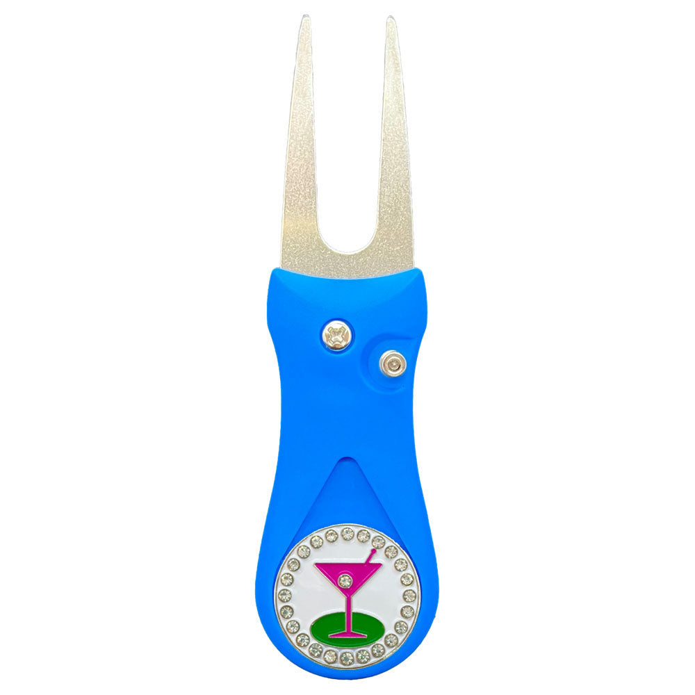 19th Hole Golf Ball Marker With Colored Divot Repair Tool