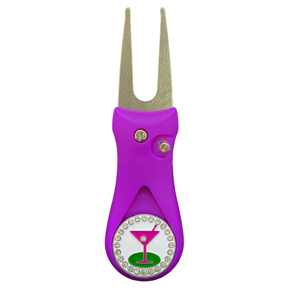 19th Hole Golf Ball Marker With Colored Divot Repair Tool