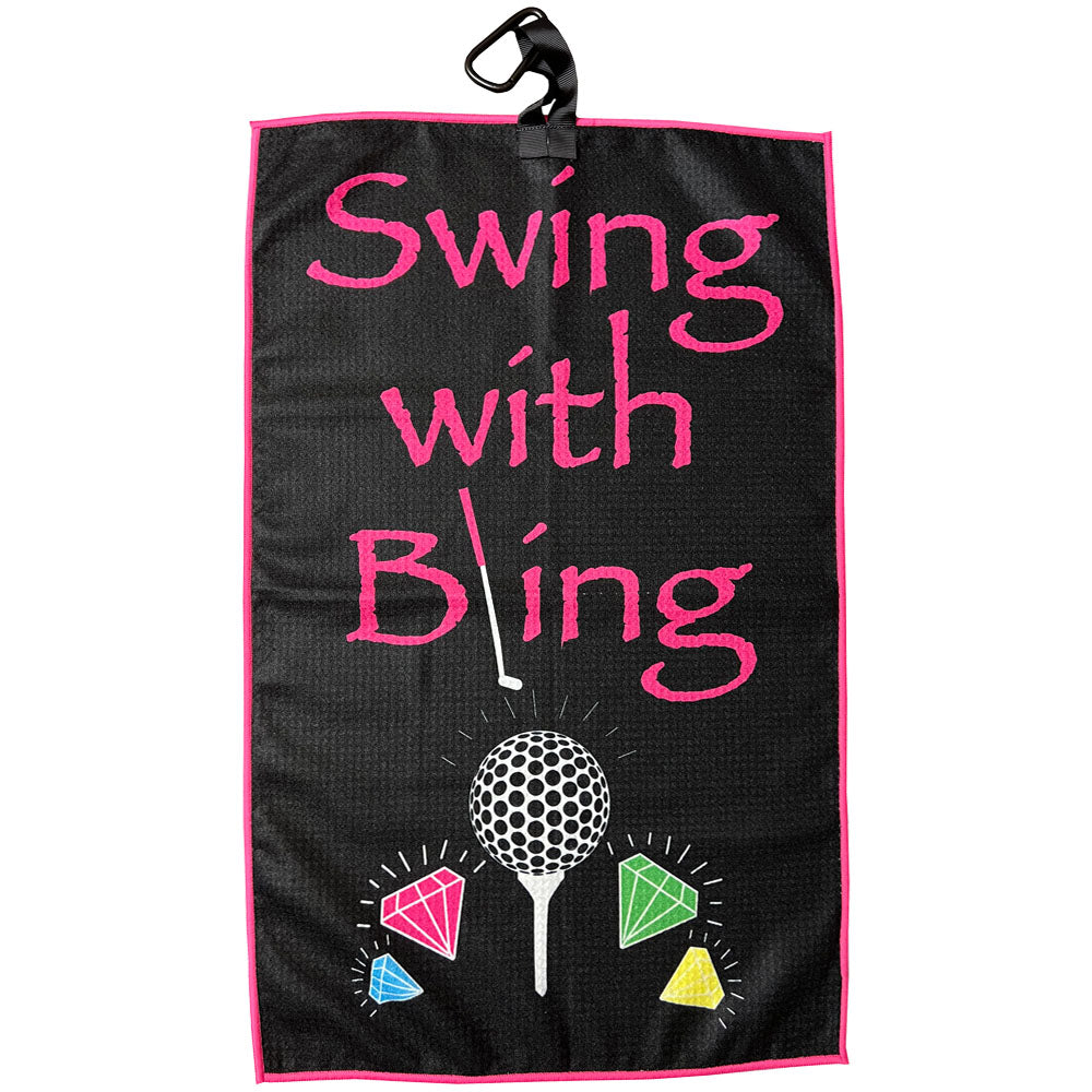 Swing With Bling Waffle Golf Towel