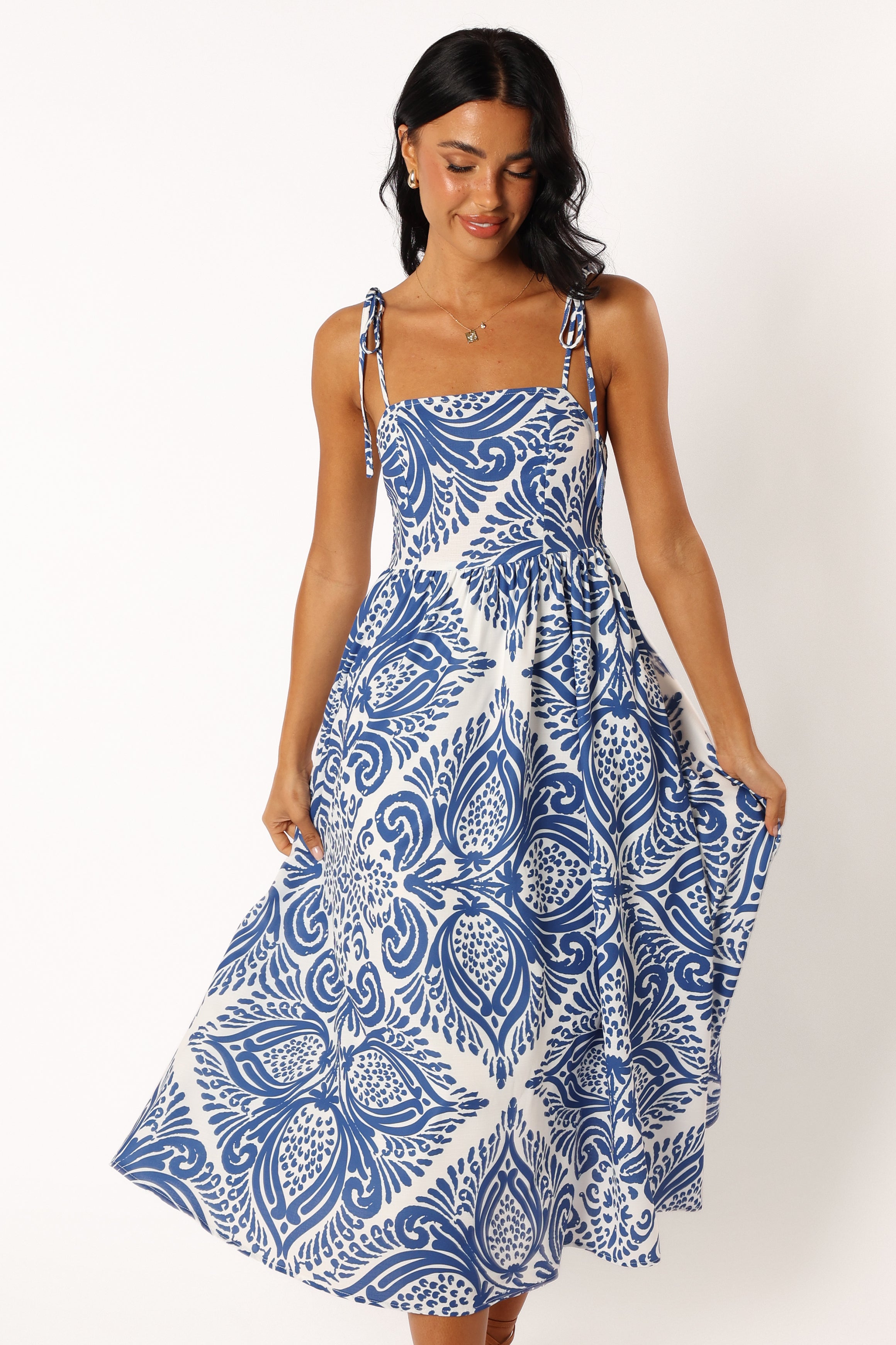 Stazie Midi Dress - Blue White Print