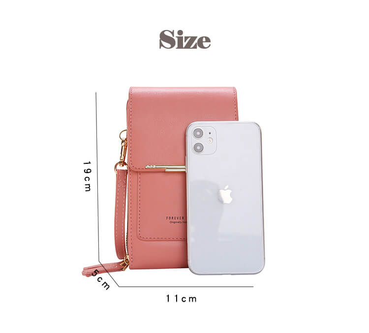touch screen crossbody phone bag size