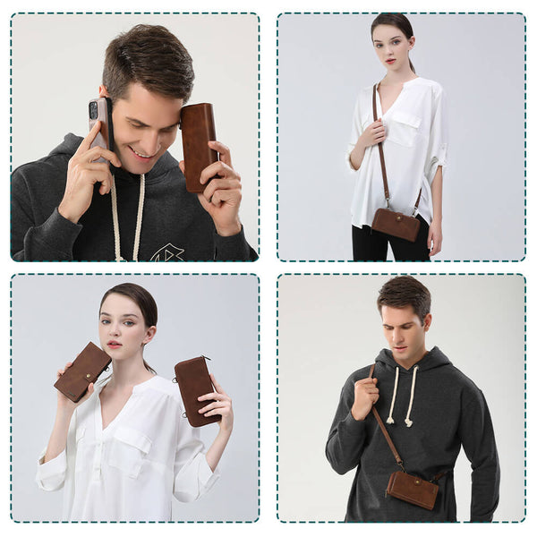 3-in-1 phone case wallet for men women brown