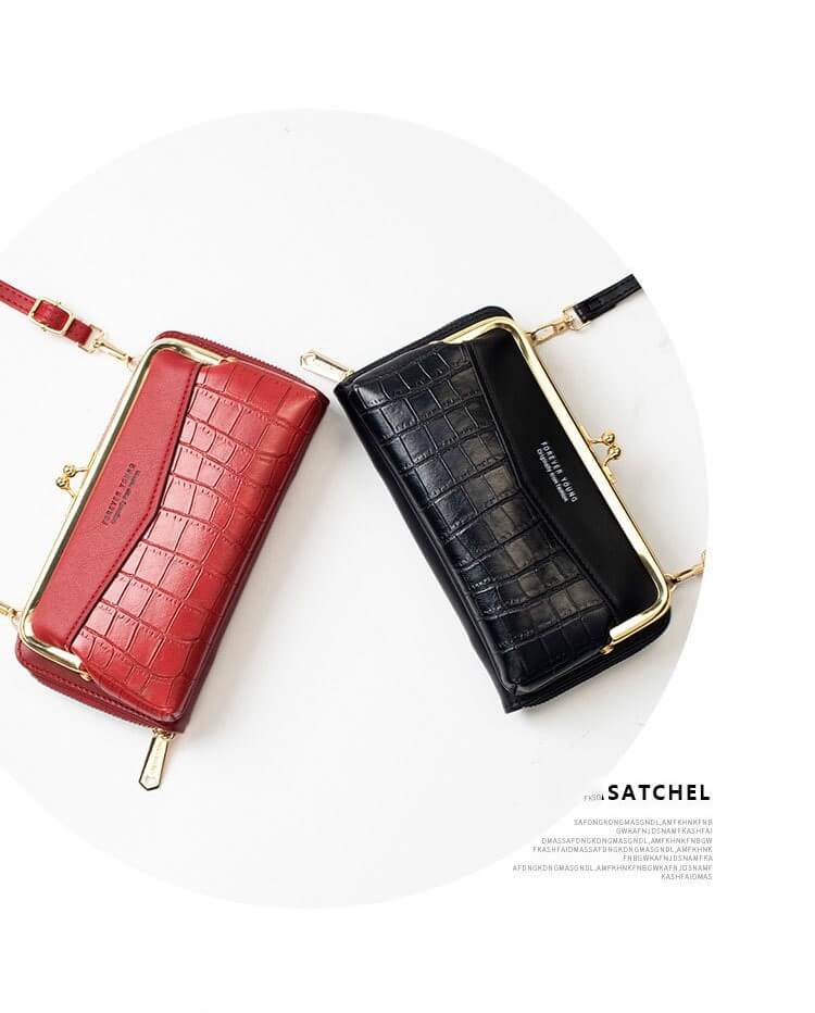 croc print crossbody phone bag red black