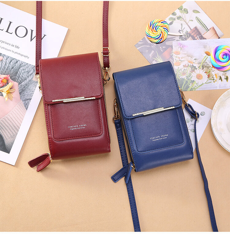 touch screen crossbody phone bag wine darkblue