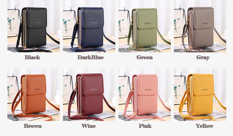 touch screen phone bag brown wine pink yellow black gray darkblue yellow green