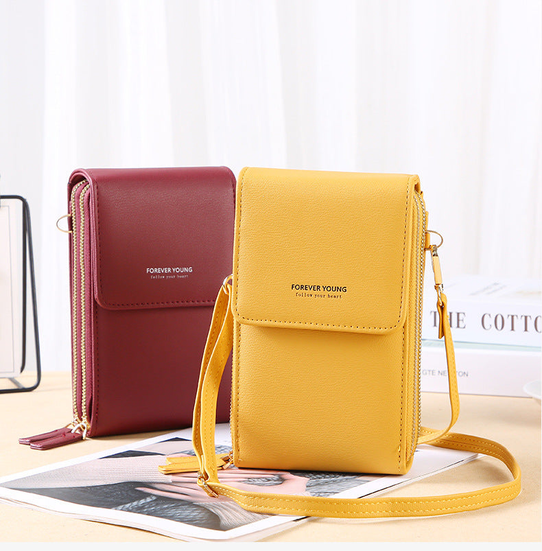 touch screen phone bag wine yellow