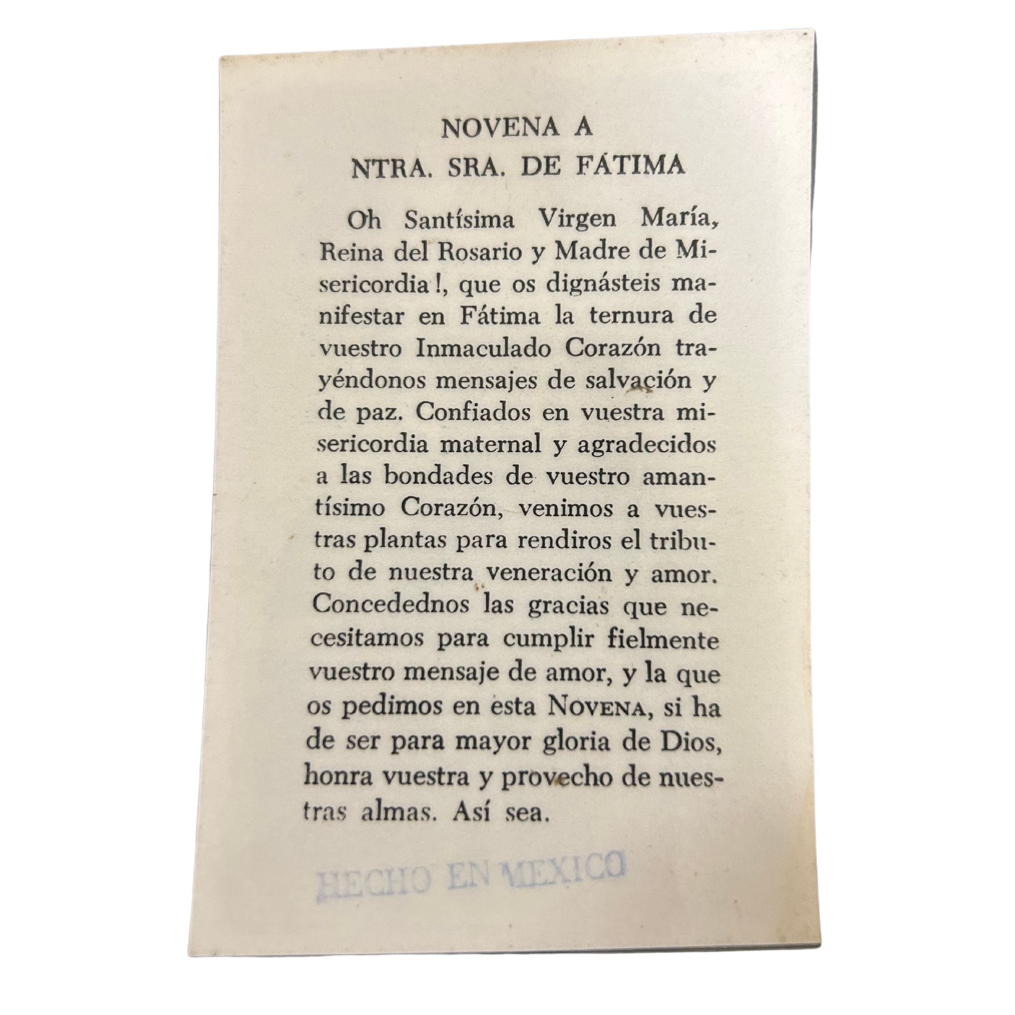 Ntra. Sra. de Fatima Prayer Card (Vintage)
