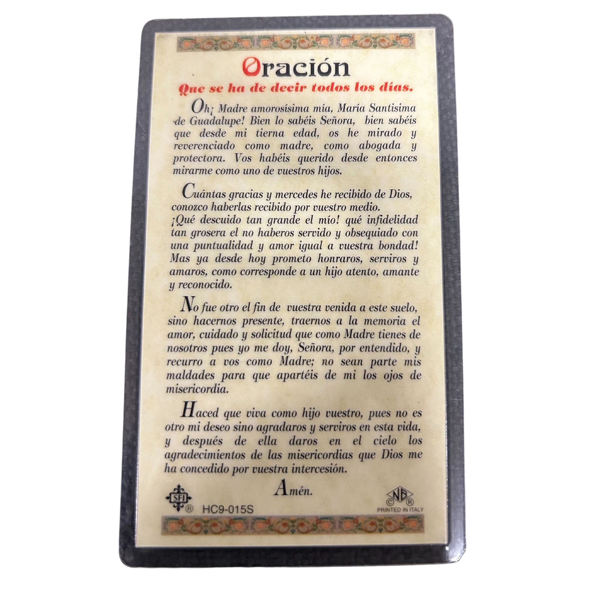 Maria Santisima de Guadalupe Prayer Card (Vintage)