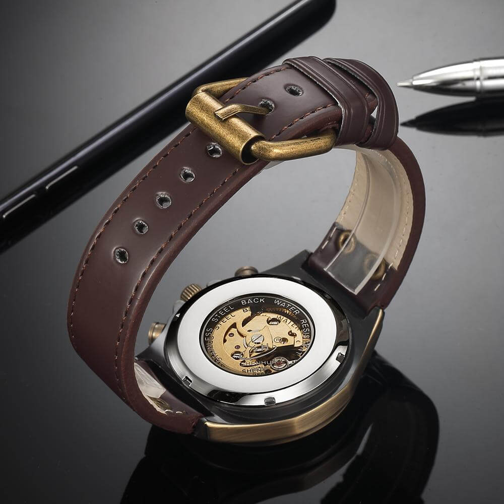 Bronze-Vintage-Sport-Male-Mechanical-Wristwatch