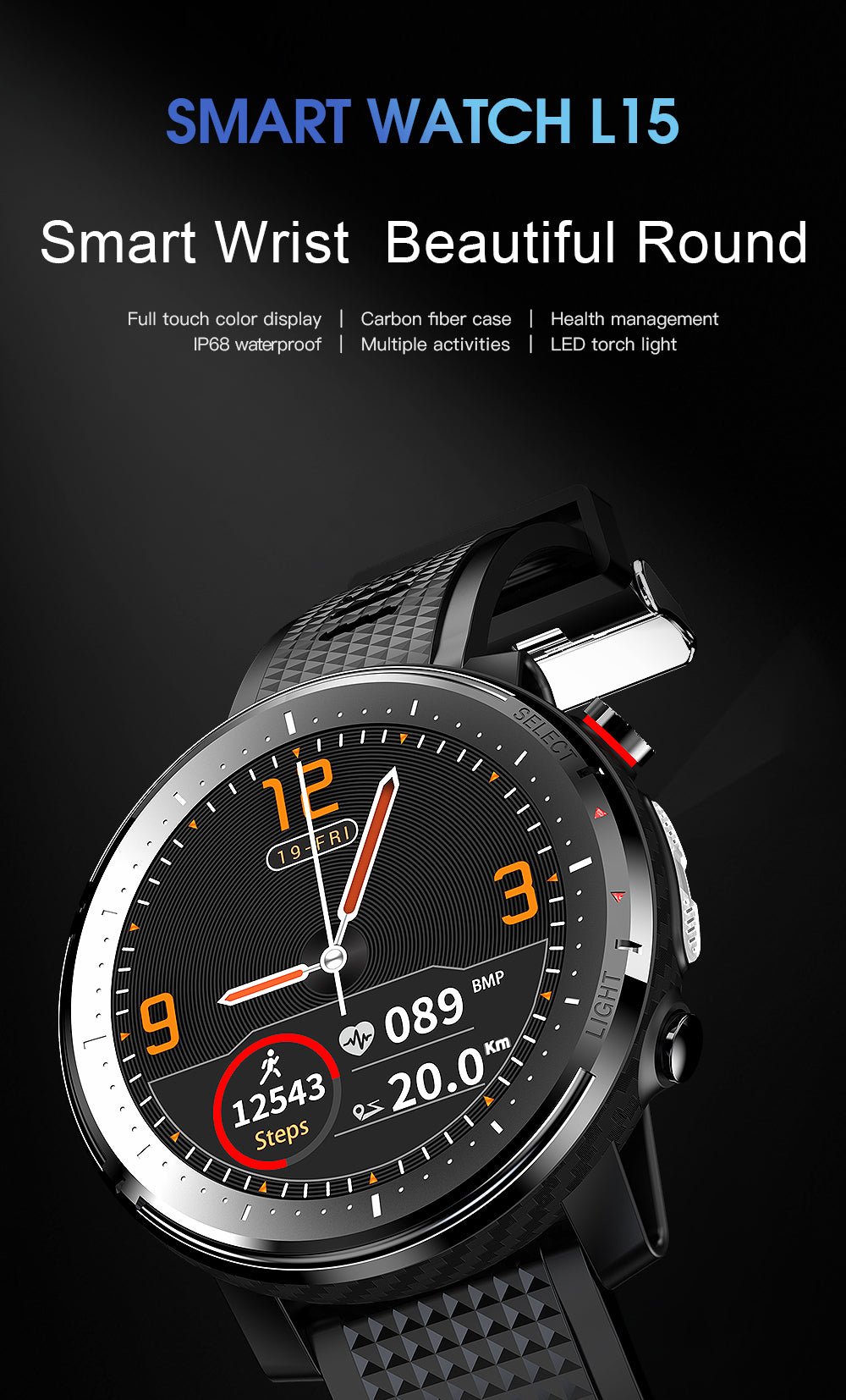 l15 full touch fitness tracker waterproof smartwatch