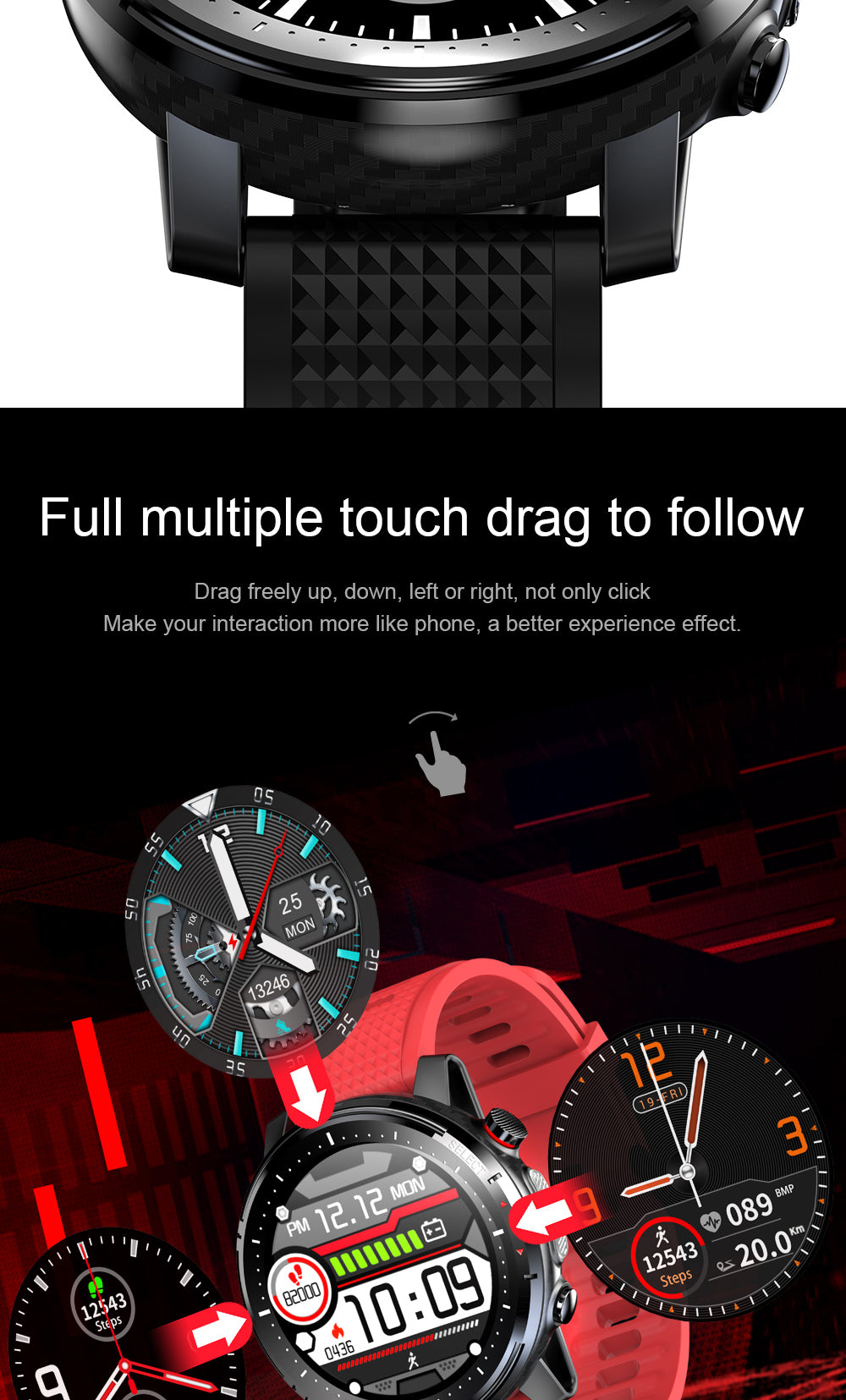 l15 full touch fitness tracker waterproof smartwatch