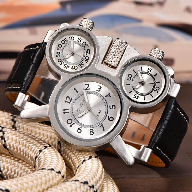 3 time zone watch for men