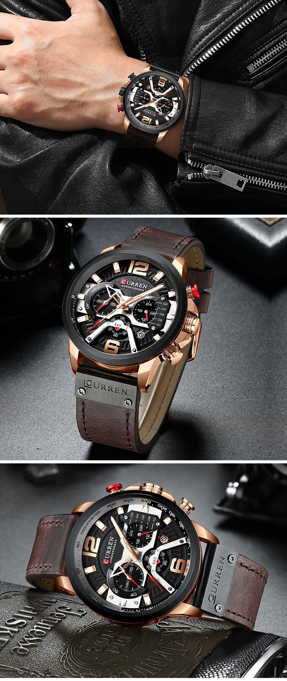 Waterproof Leather Sports Watches