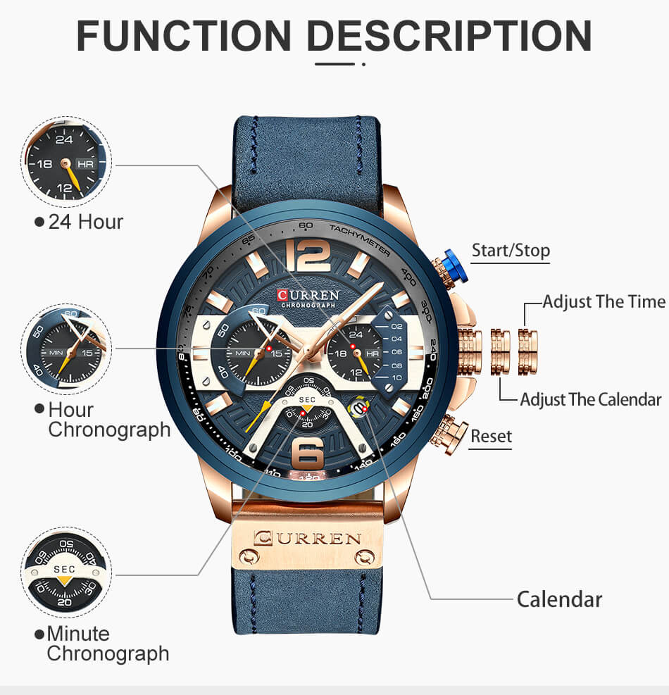 Waterproof Leather Sports Watches