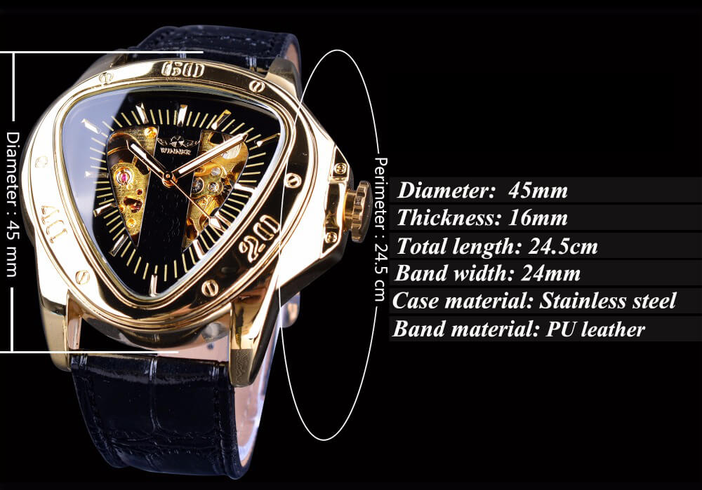 fashion triangle golden skeleton men watch2