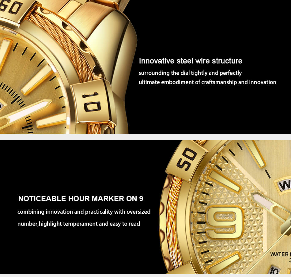 Waterproof Digital Gold Wrist Watch