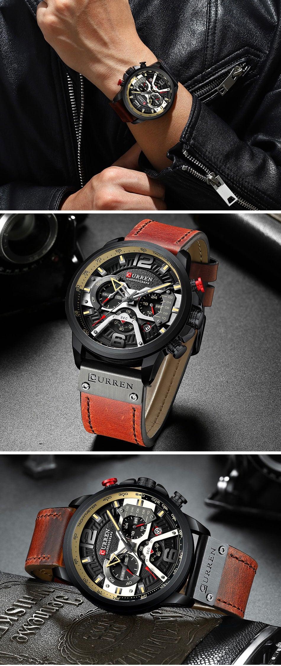 Waterproof Leather Sports Watches