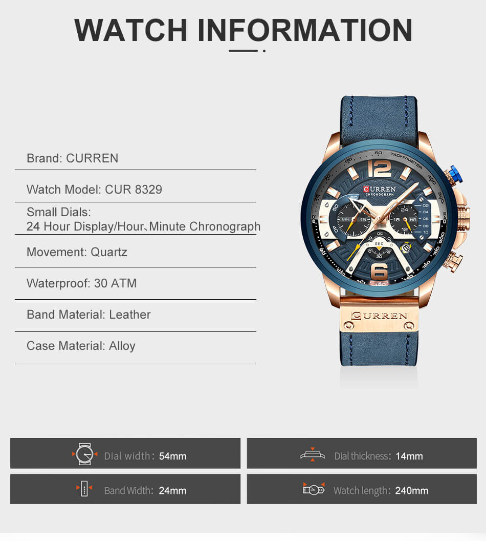 Waterproof Leather Sports Watches
