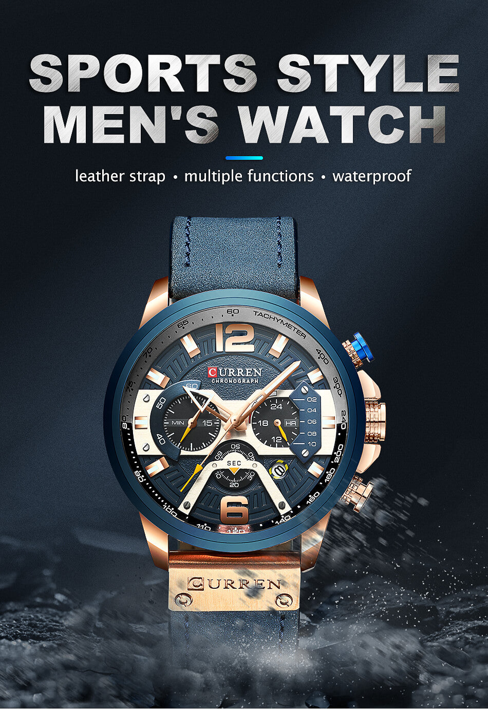 Waterproof Leather Sports Watches