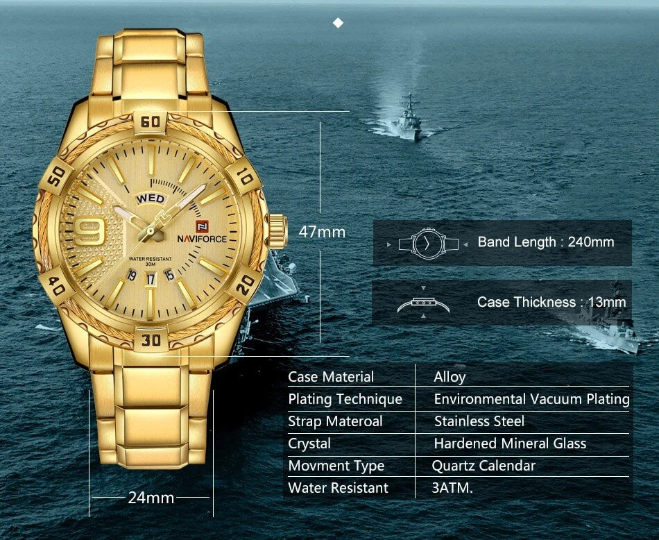 Date Waterproof Military Watch