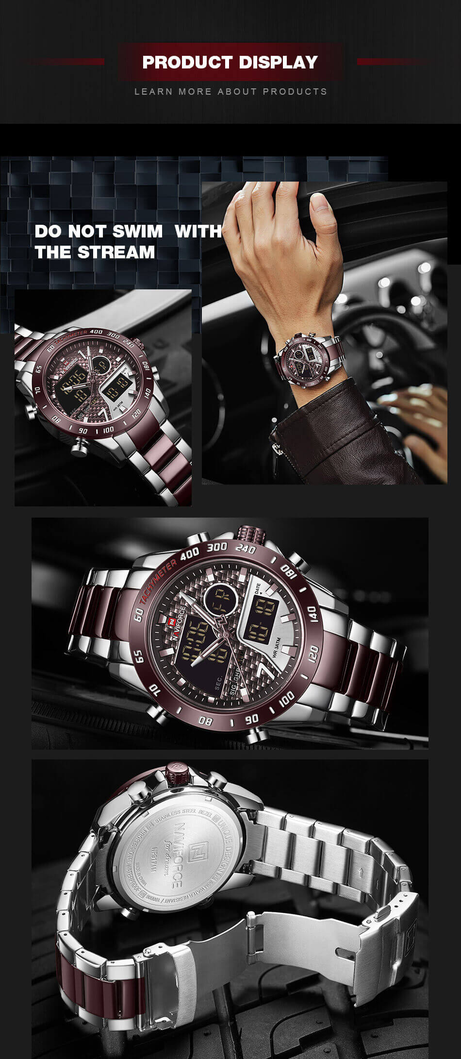 men's luxury brand digital sports watch