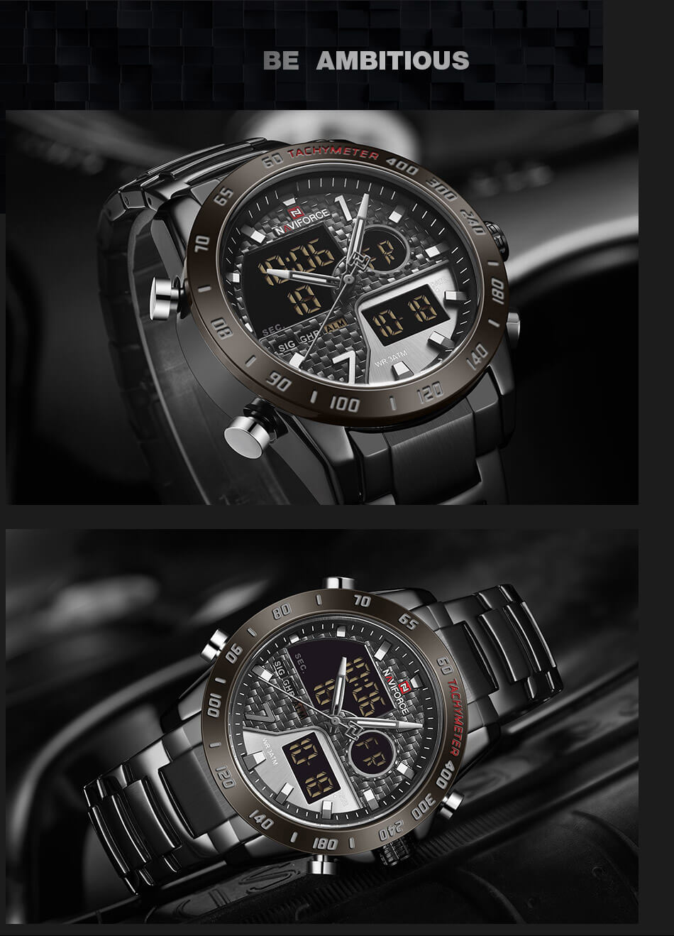 men's luxury brand digital sports watch