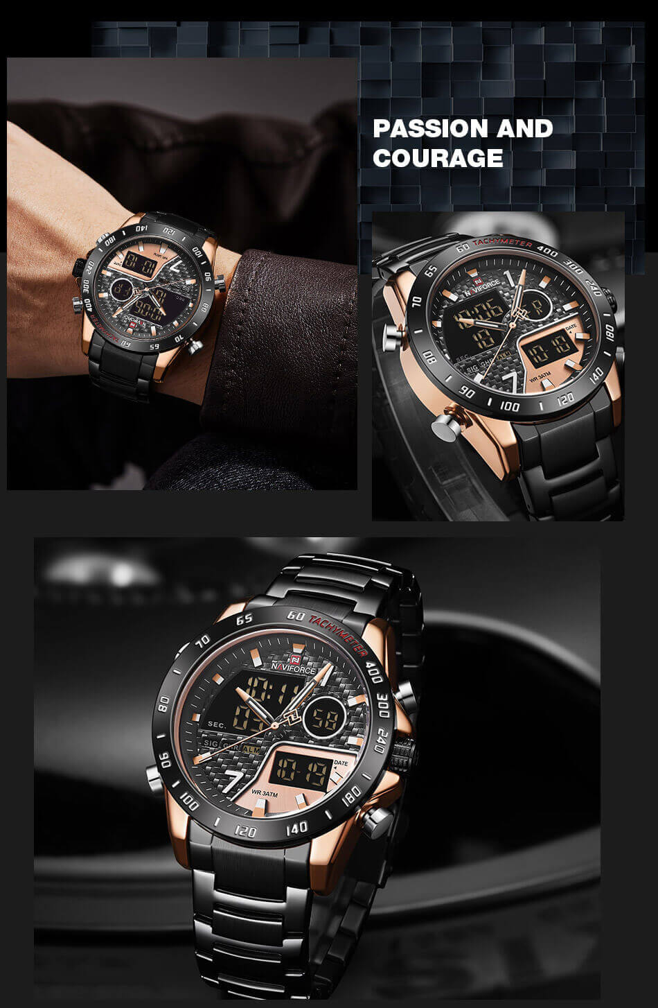 men's luxury brand digital sports watch