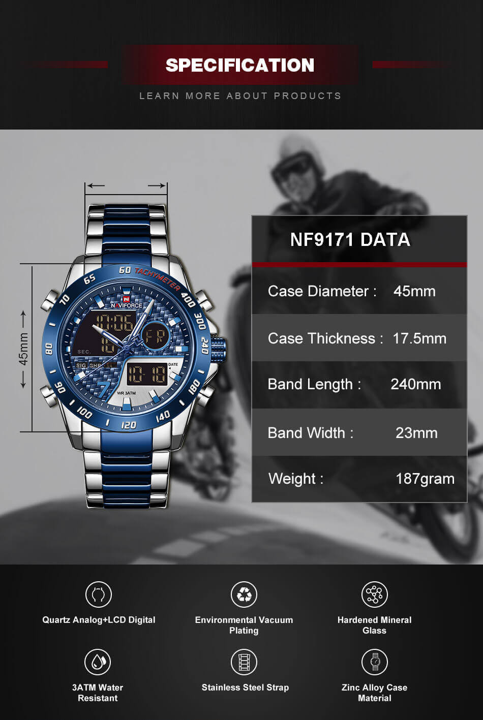 men's luxury brand digital sports watch