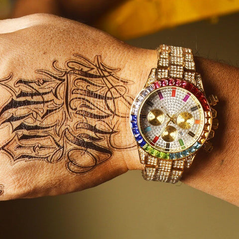 Luxury Iced Out Colorful Dial Watches For Men detail3
