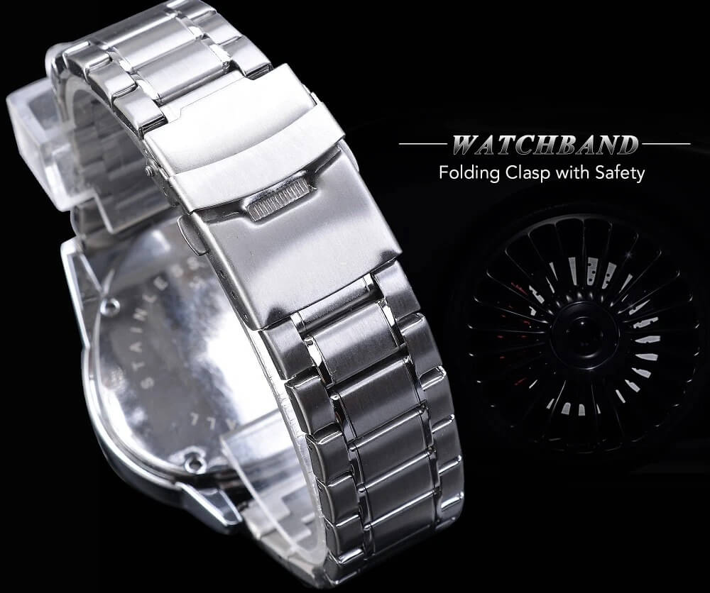 Pilot Sport Silver Stainless Steel Mechanical Watch silver detail6