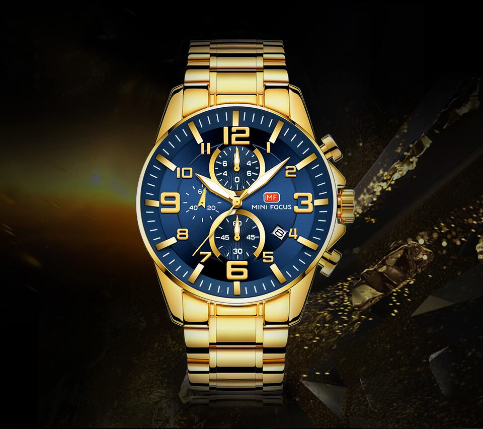 New Fashion Royal Golden Blue Men Quartz Watch1