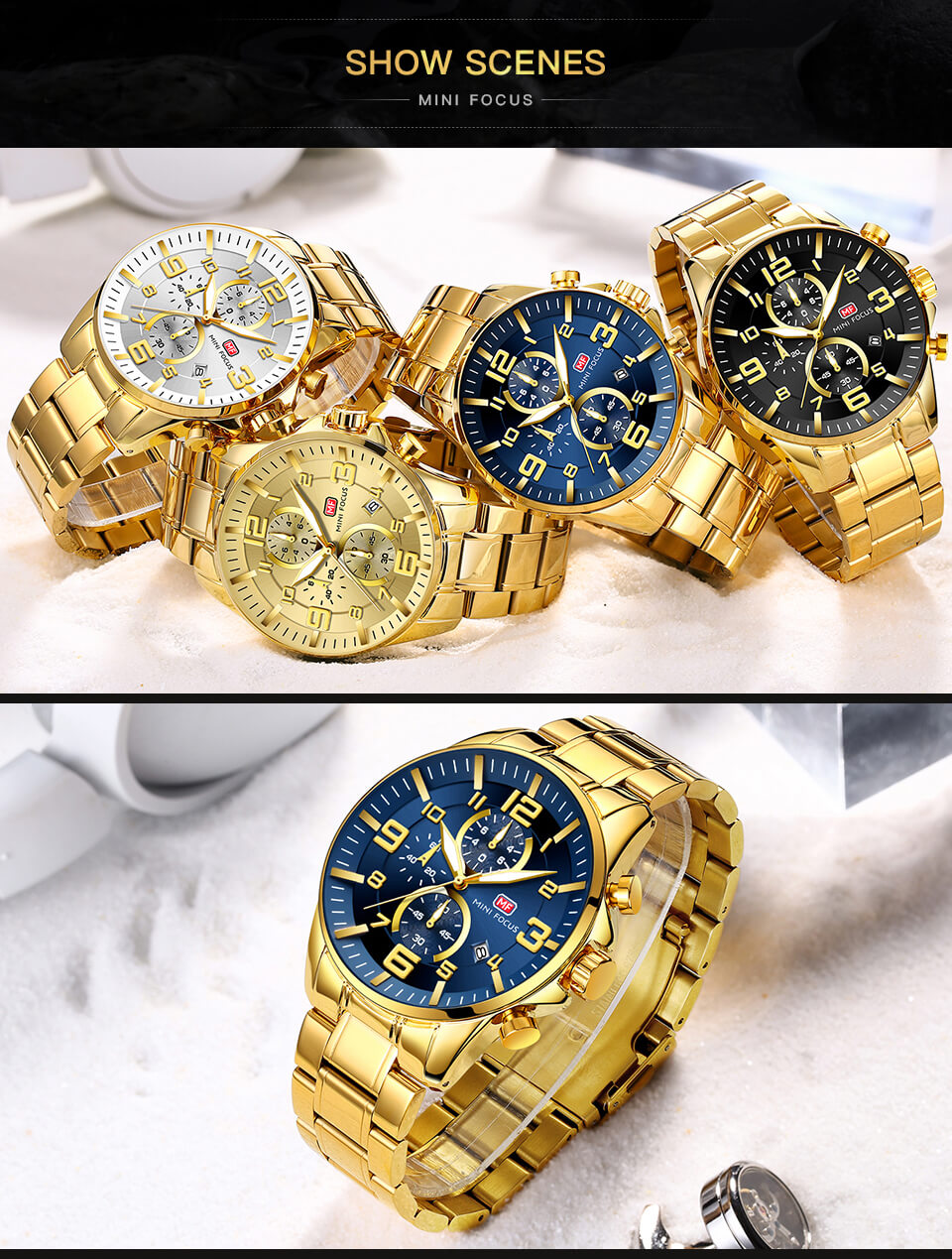 New Fashion Royal Golden Blue Men Quartz Watch9