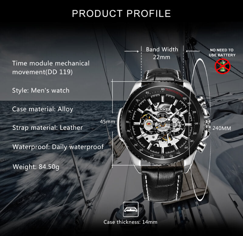 2021 Luxury Skeleton Military Watch