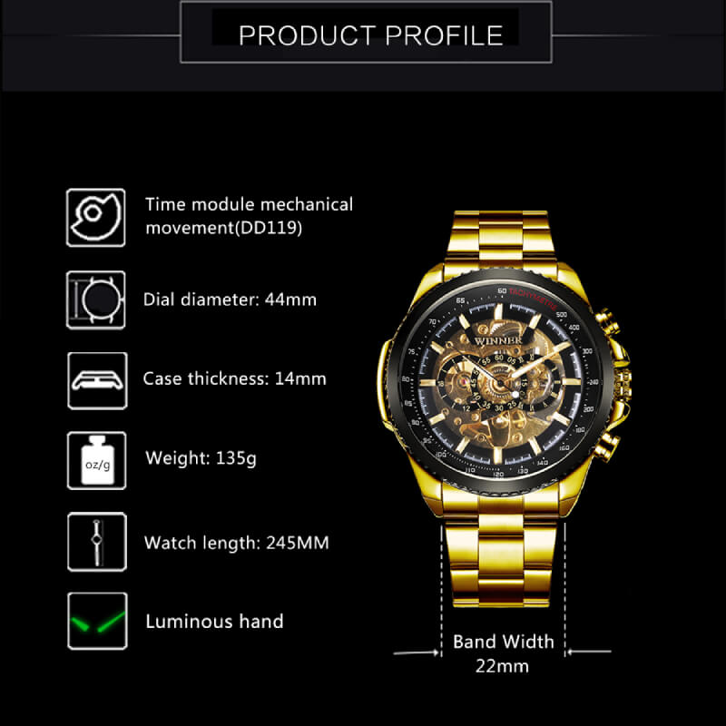 2021 Luxury Skeleton Military Watch
