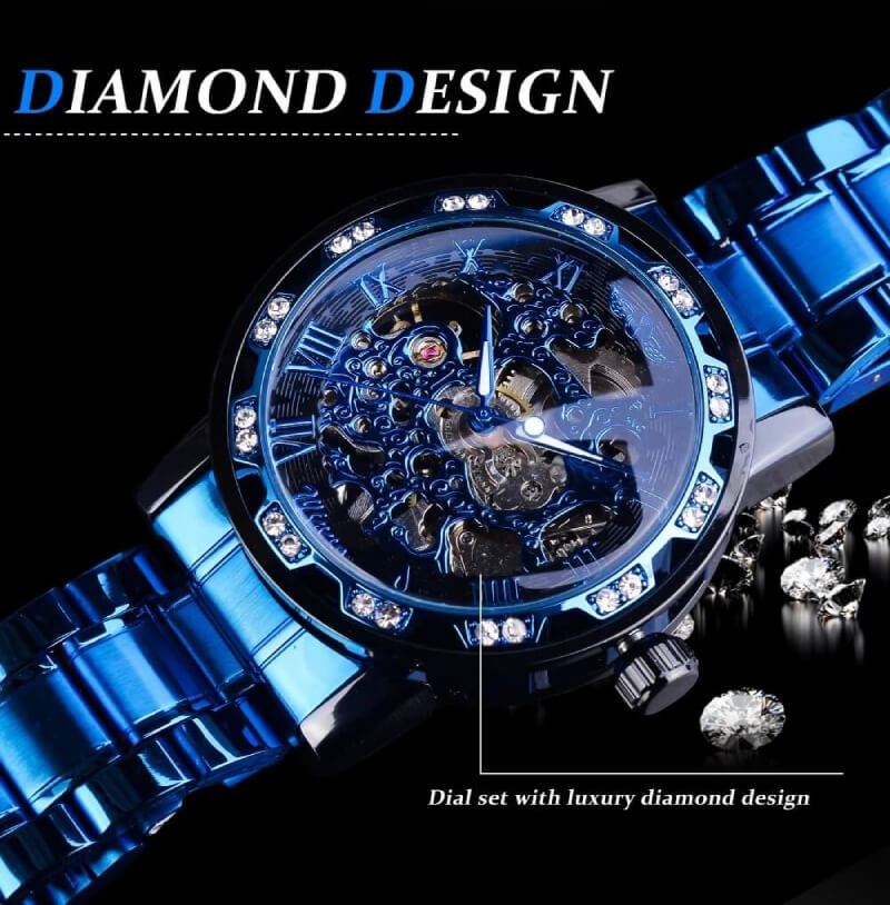 transparent diamond mechanical watch