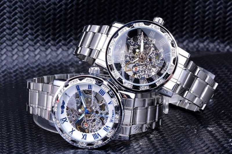 transparent diamond mechanical watch