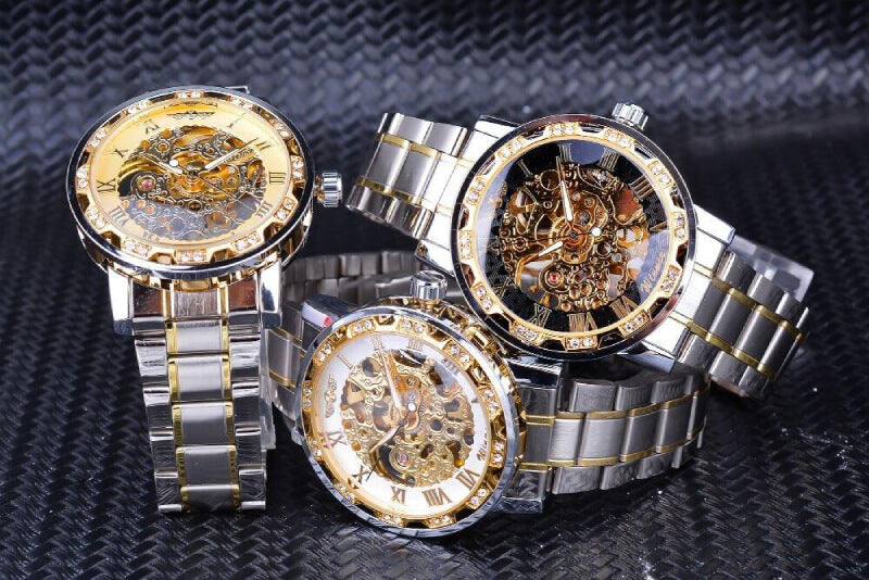 transparent diamond mechanical watch