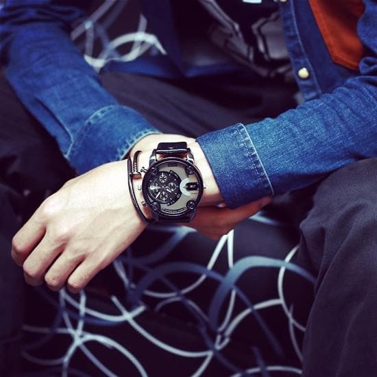 men big dial leather quartz watches5