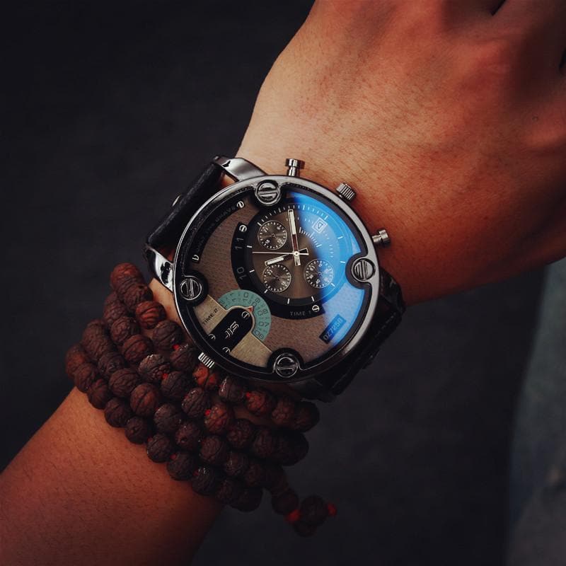 men big dial leather quartz watches1