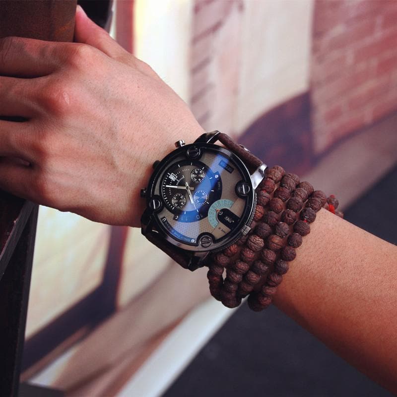 men big dial leather quartz watches7