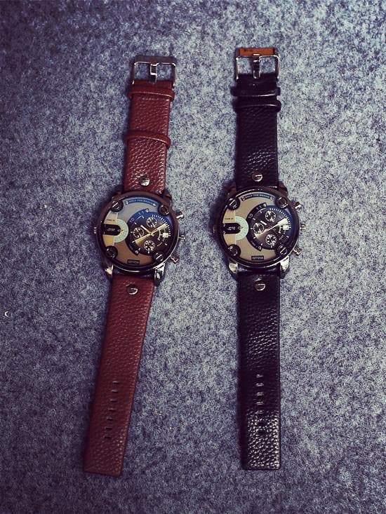 men big dial leather quartz watches4
