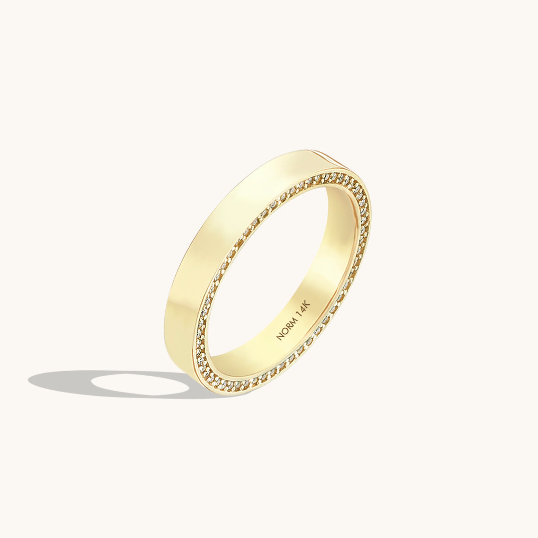 Pave Side Wedding Band Ring in Gold
